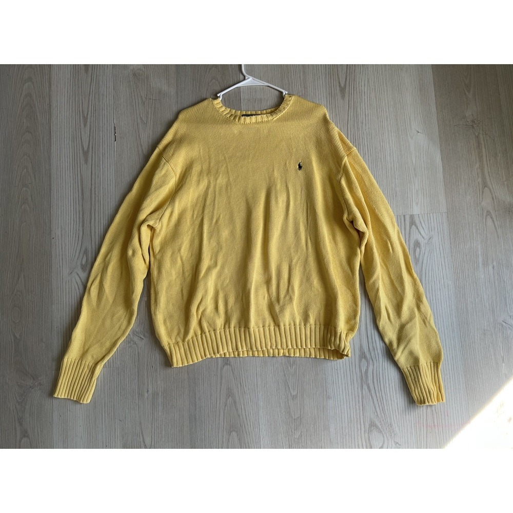 POLO RALPH LAUREN VINTAGE Classic Crewneck Cotton Sweater Yellow Size XXL
